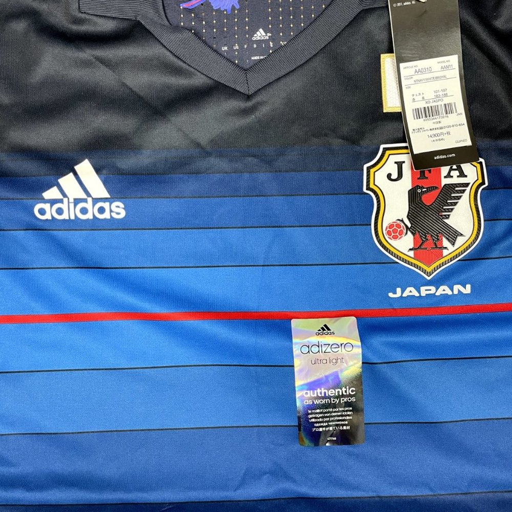 adidas Japan 2016/2017 Home Shirt Soccer Jersey L/S AA0310 Navy Size XO JASPO - Picture 4 of 6